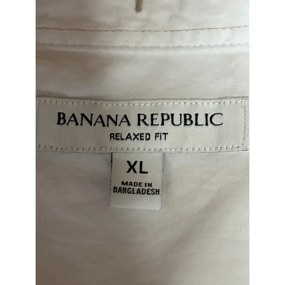 Banana Republic Men's White Relaxed Fit Long Sleeve Button Down Shirt Top Sz XL